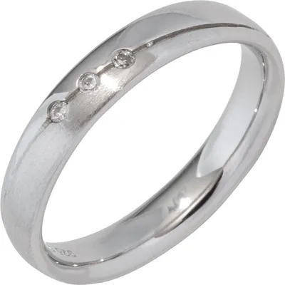 Produktbild von Partner Ring Damenring mit 3 Zirkonia weiß 925 Silber Silberring teilmattiert Innenumfang 64mm  Ø20.4mm