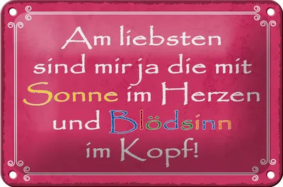 Produktbild von Blechschild Spruch 18x12cm am liebsten sind die mit Sonne