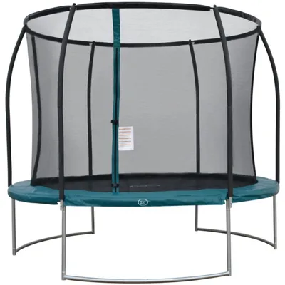 Zdjęcie produktu dla Trampolina okrągła AXI Boston z siatką Ø 305 cm w kolorze zielonym | Trampolina naziemna i ziemna dla dzieci z otoczeniem | Do ogrodu / na zewnątrz
