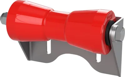 Zdjęcie produktu dla Poliuretanowa rolka stępki z uchwytem U roll pomoc do wodowania przyczepy z łodzią ocynkowany SUPROD, 200 mm, czerwony