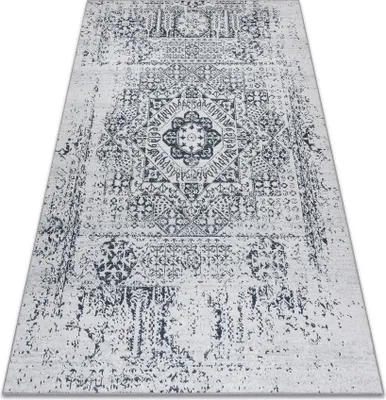 Produktbild von ANDRE 1072 Waschteppich Rosette, vintage Anti-Rutsch - weiß / schwarz  Weiß 120x170 cm