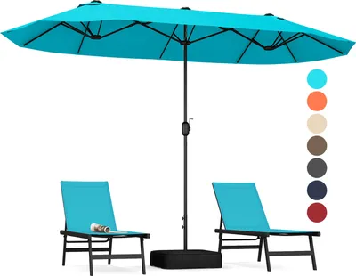 Obrázok produktu pre COSTWAY dvojitý slnečník 400x200cm so stojanom a kľukou, slnečník veľký XXL, UPF 50+, záhradný slnečník, slnečník na terasu, slnečník na trh tyrkysový