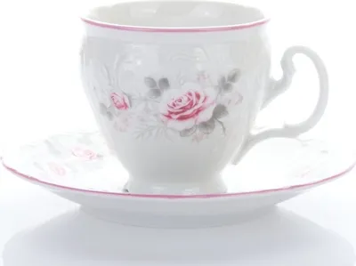 Produktbild von Thun 1794 Tasse und Untertasse, 170 ml, Tschechisches Porzellan, Bernadotte, rosa, rosa Streifen, Thun