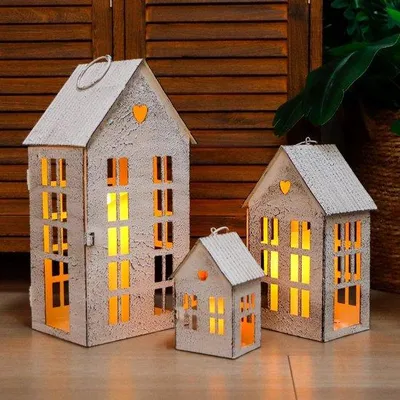 Productafbeelding van Decoratieve Lantaarns Set van 3, Crème Wit