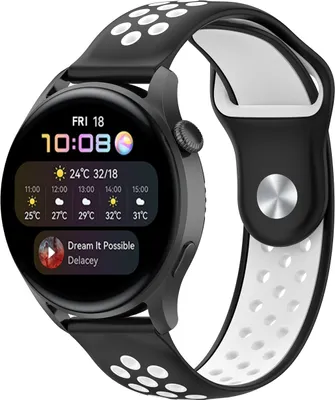 Produktbild von Strap-it Huawei Watch 3 (Pro) Sportarmband (Schwarz/Weiß)