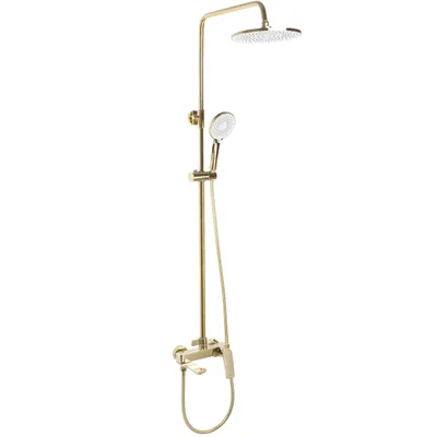 A gold shower set on a white background.