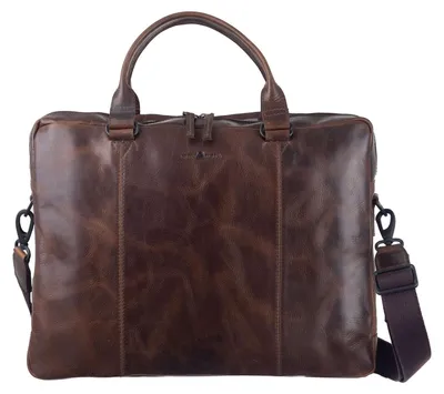 Produktbild von GREENBURRY Leder Businesstasche Laptoptasche mit Laptopfach Newport Business Bag Coffee dunkelbraun