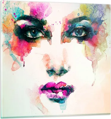 Produktbild von Bilder auf glas - Frau Gesicht Kosmetik - 50x50cm - Glasbilder - Wandbilder - Kunstdruck - zum Aufhängen bereit - Wanddekoration aus Glas - Glas Bilder - Wandbild auf Glas - Einteilig - GAC50x50-3050