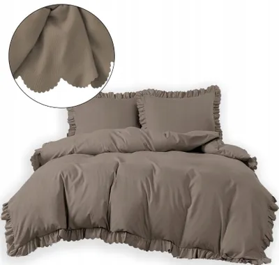 Image de Coton World Parure de lit Cappuccino avec volant 200x220