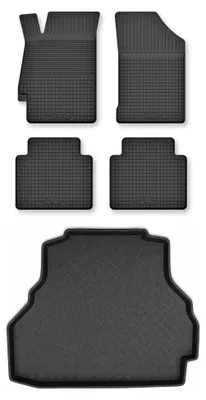 Image de Tapis en caoutchouc + bac de coffre pour Honda Accord V 1993-1997 (berline) – 5 pièces, noirs, semi-universel, adapté