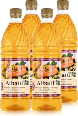 Produktbild von Albaöl Schwedische Rapsöl-Zubereitung mit Buttergeschmack 0,75L (4er Pack)