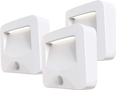 Produktbild von Calex Spot On Wandleuchte, für Außen & Innen, kabellos, Batterie mit Timer & Bewegungssensor, warmweißes Licht, wasserdicht, Weiß, 3er Pack