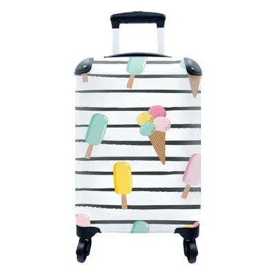 Produktbild von MuchoWow® Koffer Handgepäck Trolley Rollkoffer Kleine Reisekoffer mit 4 Rollen - Sommer - Eiscreme - Pastell - Cabin Size < 55x40x23 cm & 55x40x20 cm - Fotokoffer - Kabinenkoffer - Boardgepäck - Reise-Box - Reisekoffer - Reisegepäck - Koffer mit Bild - Trolley für Kinder