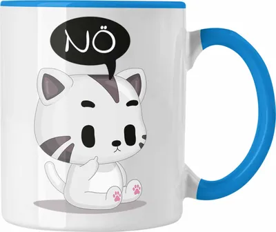 Produktbild von Trendation - Katze Nö Tasse Lustige Kaffeetasse für Frauen Kollegin Geschenkidee (Blau)