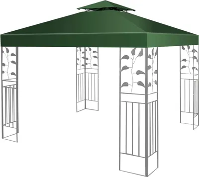 Produktbild von Ersatzdach Pavillon 3x3m, Pavillondach wasserdicht mit Kaminabzug, Dachbezug für Garten, Pavillon Abdeckung (Doppeldach, Dunkelgrün)