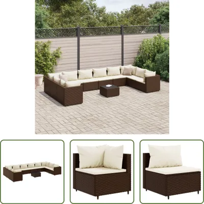 Immagine prodotto di The Living Store Set salotto da giardino 11 pezzi con cuscini in poly rattan marrone
