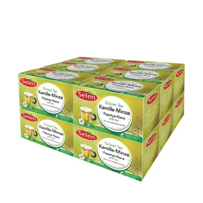 Produktbild von SELEN Grüner Tee mit Kamille-Minze im Doppelkammerteebeutel-12 Packungen