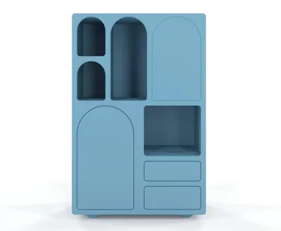 Produktbild von Holzkommode mit Bogenornamenten, Visby OLIMPIA HIGH / blau