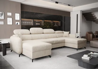 Produktbild von AX LIVING Ecksofa mit Schlaffunktion Ribella 5 345cm Creme U-Form