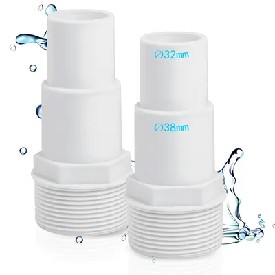 Productafbeelding van Twee stuks poolverbindingen, diameter 32/38 mm naar 1,5 inch, wit