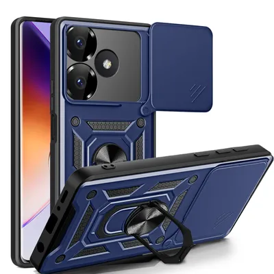 Produktbild von Outdoor Panzer Hülle Xiaomi Redmi 13 /Poco M6 Handyhülle Kameraschutz Ringhalter Blau