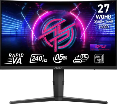 Produktbild von MSI MPG 275CQRXFDE - LED-Monitor - Gaming - gebogen - 68.6 cm (27") - 2560 x 1440 WQHD @ 240 Hz - Rapid VA - 400 cd/m² - 4000:1 - DisplayHDR 400 - 0.5 ms - 2xHDMI, DisplayPort, USB-C - Schwarz