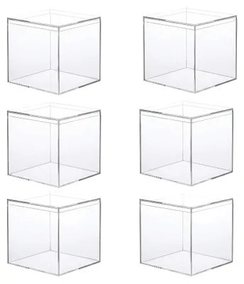 Acrylbox mit Deckel, 6 Stück, 10×10×10 cm, transparent