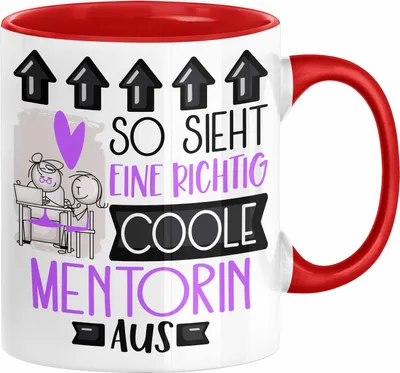 Produktbild von Mentorin Geschenk Tasse Lustig Geschenkidee für Mentorin Geburtstag So Sieht Eine Richtig Coole Mentorin Aus Frauen Spruch (Rot)