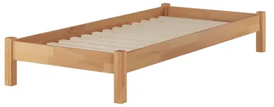Produktbild von Einzelbett Bettrahmen 100x200 Buche natur Massivholzbett Futonbett Zubehör wählbar V-60.84-10Rollrost inkl.
