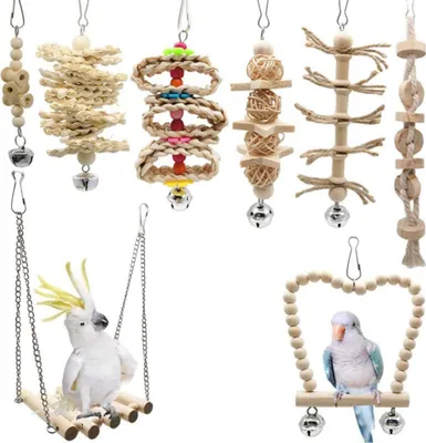 Produktbild von Heikoeco® 8 Stk. papageienspielzeug, Vogelkäfig Zubehör, Tiger Haut & Schwarzer Phönix Papagei