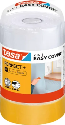 A roll of painter's tape and protective sheeting.