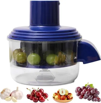 Produktbild von Elektrische Fruit- und Gemüseschneider mit einem Knopfdruck, aus Edelstahl gefertigt, ideal für Obst, Gemüse, Knoblauch und weitere Küchenutensilien.