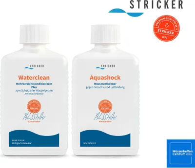 Zdjęcie produktu dla 1x Aquashock + 1x Waterclean 250 ml każdy Stricker Chemie Water Bed Care