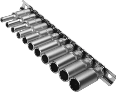 Produktbild von 11 x TIEF 12-kant VIELZAHN Steckschlüssel Nuss Einsatz m Steckleiste 1/4" 4-13mm