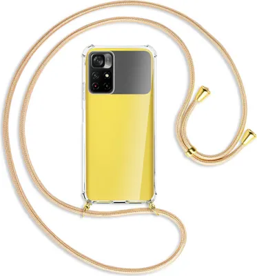 Produktbild von Handykette Backcover-Schutzhülle mit Band (Metall goldfarben) für Xiaomi Redmi Note 11 - Goldkordel