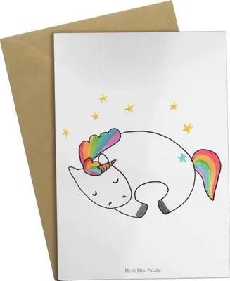 Produktbild von Mr. & Mrs. Panda Grußkarte Einhorn Nacht - Weiß - Geschenk, Einhörner, einladungskarten, Realität, Unicorn, hochzeitskarten, Traum, firmungskarte, Menschen, neujahrskarte