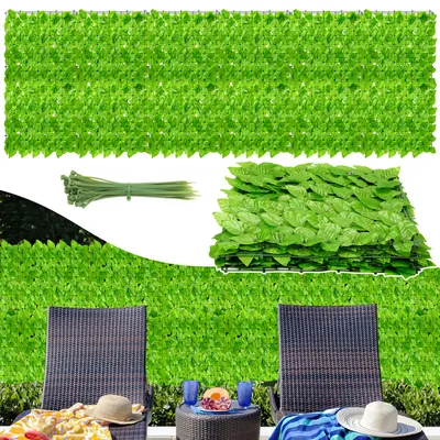 Produktbild von Fiqops Sichtschutzhecke Windschutz 1*3M Efeu Sichtschutz Balkonverkleidung Blätterzaun,Apfelblatt
