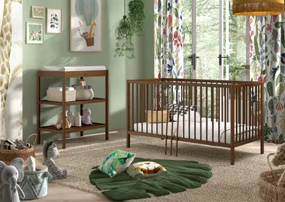 Produktbild von VIPACK - DINO Baby-/Junior Set best. aus Baby/Juniorbett und Wickelregal, Buche massiv Farbe Nussbaum