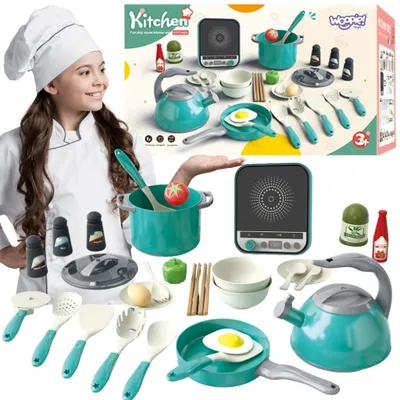 Produktbild von Woopie Little Chef's Set Induktionstöpfe Bratpfanne Wasserkocher Grün 30-tlg.