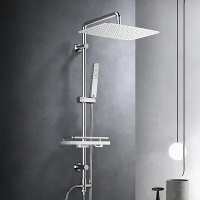 Produktbild von Regenduschsystem Edelstahl 35x25 cm, mit Ablage, korrosionsbeständig, für Badezimmer