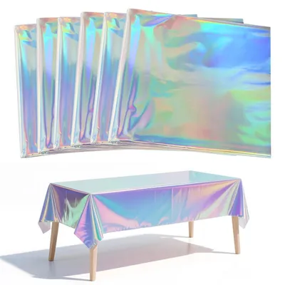 Produktbild von Party Tischdecke Glitzer Holografisch 6 Stück 137 x 274 cm Kunststoff Bunt