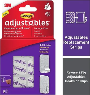 Immagine prodotto di Command 17820-18UKN Strisce di ricarica riposizionabili Adjustables 225g 18pk WI2495 (Taglia unica) (Un colore)