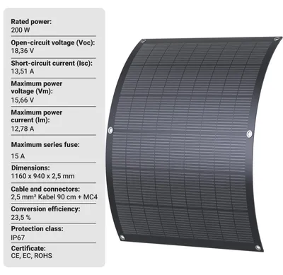 Imagen del producto de Sistema de paneles solares para balcón - Potencia de 800 W - 4 paneles flexibles de 200 W