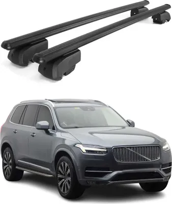 Image de Barres de toit Transversales pour Volvo XC90 2017-2023 Aluminium Noir ABE