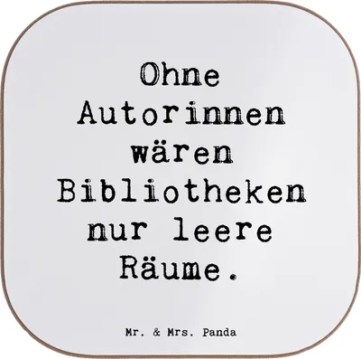Produktbild von Mr. & Mrs. Panda Untersetzer für Gläser Spruch Autorin Magie - Weiß - Geschenk, Sachbücher, Berufe, gläseruntersetzer, Tischuntersetzer, Berufsprodukte, Beruf, Tassen