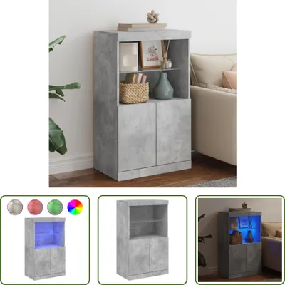 Produktbild von The Living Store Sideboard mit LED-Leuchten Betongrau 60,5x37x100 cm
