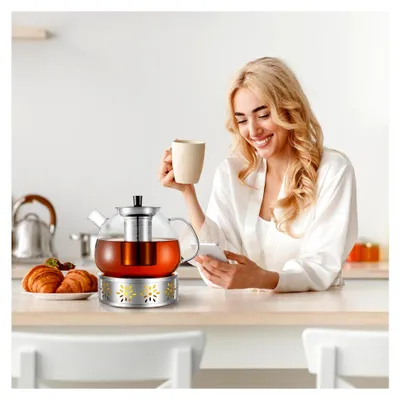 Produktbild von 1500ML Teekanne mit Siebeinsatz und Stövchen aus Glas