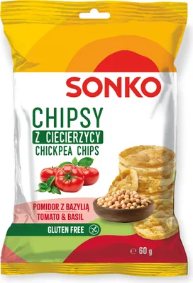 Obrázek produktu pro Sonko Cizrnové chipsy s příchutí rajčat a bazalky 60 g