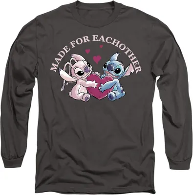 Produktbild von Lilo & Stitch - "Made For Each Other" T-Shirt für Herren/Damen Uni TV14340 (XL) (Holzkohle)