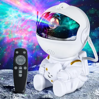 Zdjęcie produktu dla Projektor nieba "Astronauta", 26 trybów światła, 360° obrotu, pilot zdalnego sterowania, regulacja prędkości i jasności. Lampka galaktyczna do pokoju dziecięcego i